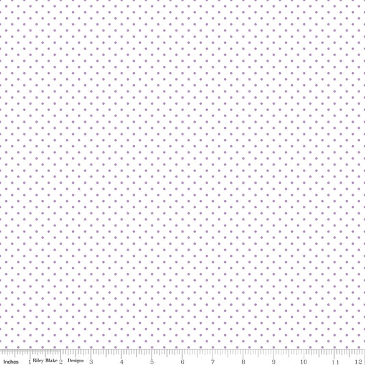 Swiss Dot Lavender on White Fabric by Riley Blake Designs, C660-LAVENDER, 1/2 yard increments