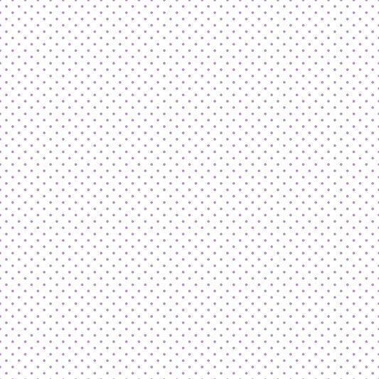 Swiss Dot Lavender on White Fabric by Riley Blake Designs, C660-LAVENDER, 1/2 yard increments