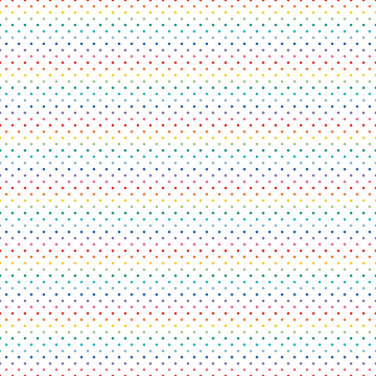 Swiss Dot on White Rainbow, C660-RAINBOW