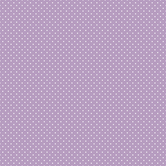 Swiss Dot White on Lavender Fabric by Riley Blake Designs, C670-LAVENDER, 1/2 yard increments