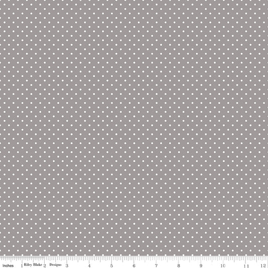 Swiss Dot Gray by Riley Blake Designs, C670-GRAY, 1/2 yard increments