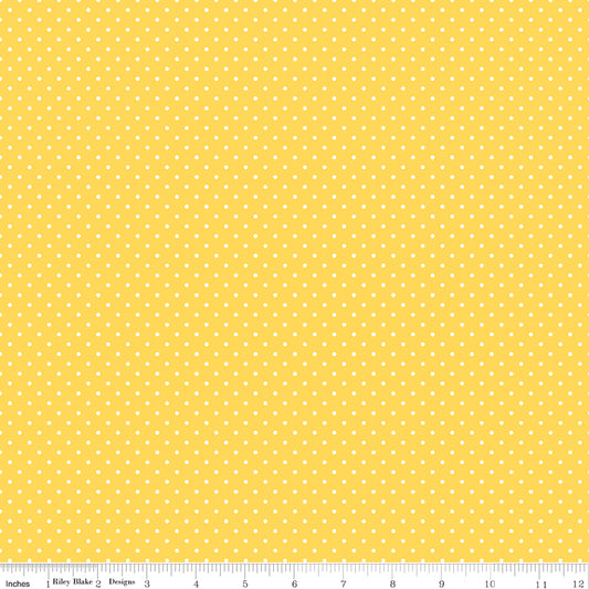 Swiss Dot White On Yellow Fabric by Riley Blake Designs, C670-50 YELLOW, 1/2 yard increments