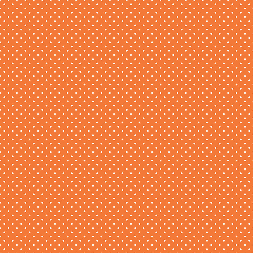 Swiss Dot White on Orange Fabric by Riley Blake Designs, C670-60 ORANGE, 1/2 yard increments