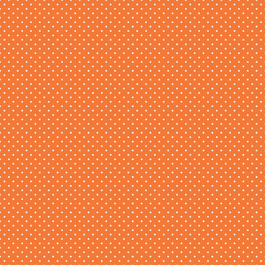 Swiss Dot White on Orange Fabric by Riley Blake Designs, C670-60 ORANGE, 1/2 yard increments