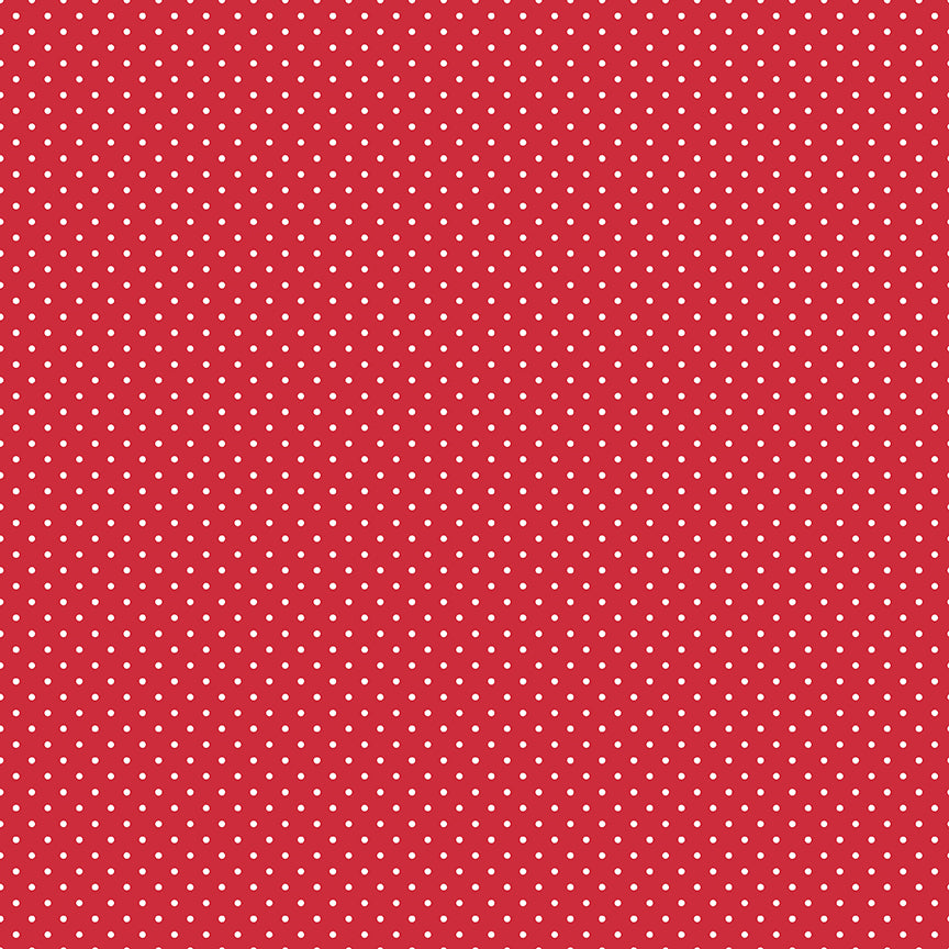 Swiss Dot White On Red Fabric by Riley Blake Designs, C670-80 RED, 1/2 yard increments