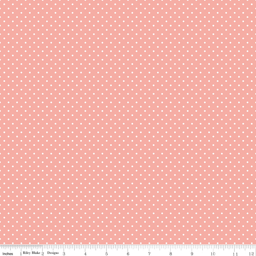 Swiss Dot White On Apricot Blush Fabric by Riley Blake Designs, C670-APRICOTBLUSH, 1/2 yard increments