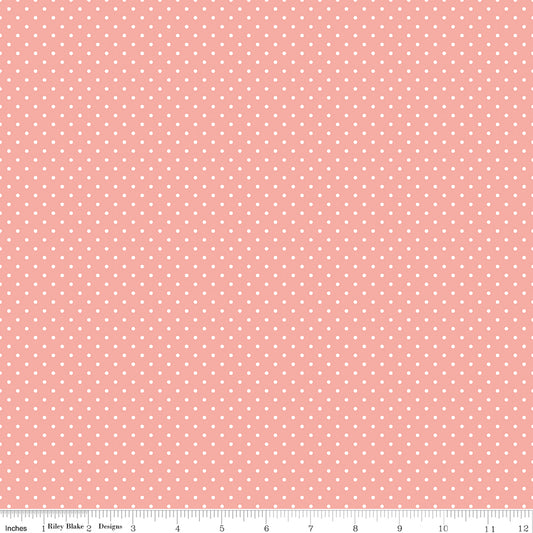 Swiss Dot White On Apricot Blush Fabric by Riley Blake Designs, C670-APRICOTBLUSH, 1/2 yard increments