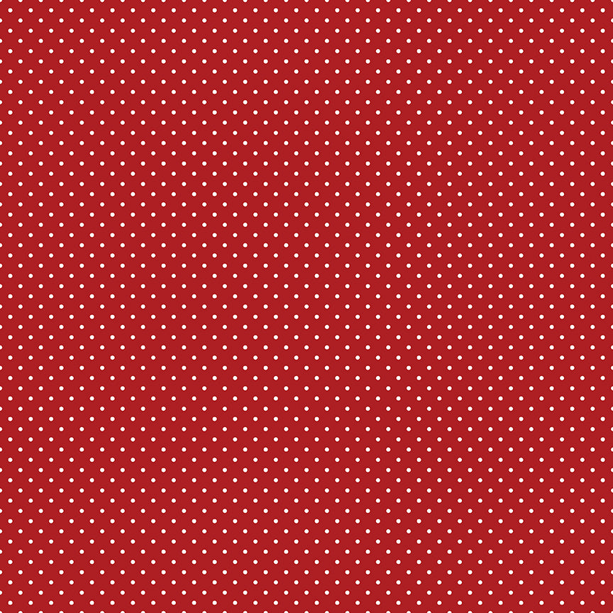 Swiss Dot White On Barn Red Fabric by Riley Blake Designs, C670-BARNRED, 1/2 yard increments