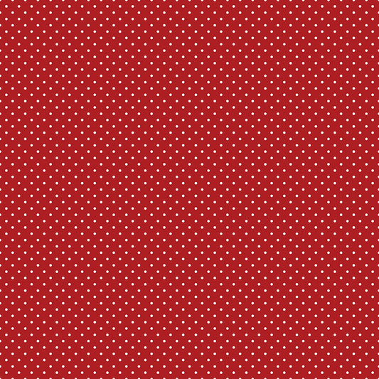 Swiss Dot White On Barn Red Fabric by Riley Blake Designs, C670-BARNRED, 1/2 yard increments