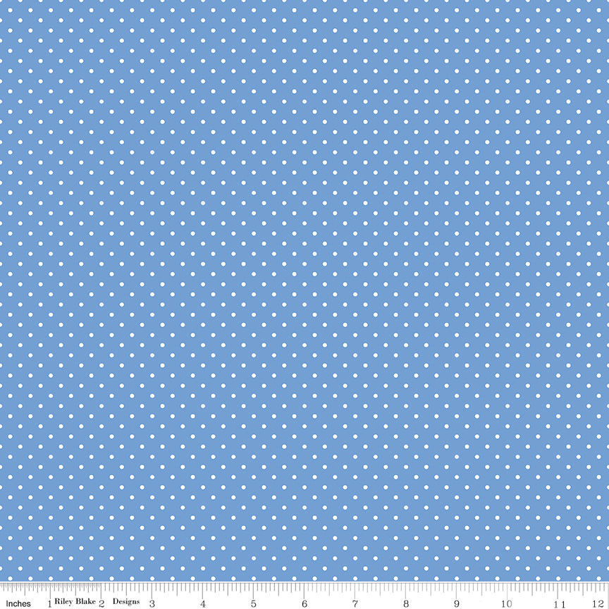 Swiss Dot White On Blueberry Fabric by Riley Blake Designs, C670-BLUEBERRY, 1/2 yard increments