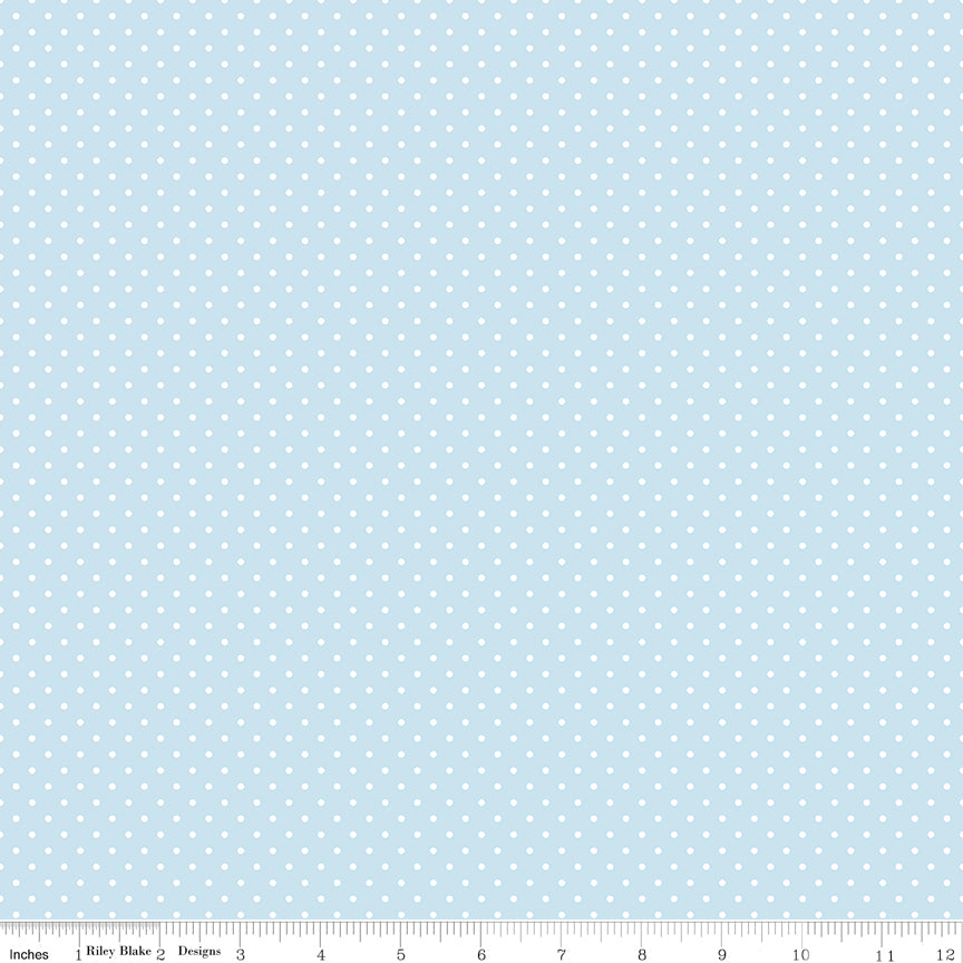 Swiss Dot White On Boy Blue Fabric by Riley Blake Designs, C670-BOYBLUE, 1/2 yard increments