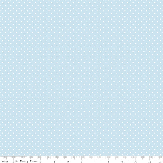 Swiss Dot White On Boy Blue Fabric by Riley Blake Designs, C670-BOYBLUE, 1/2 yard increments