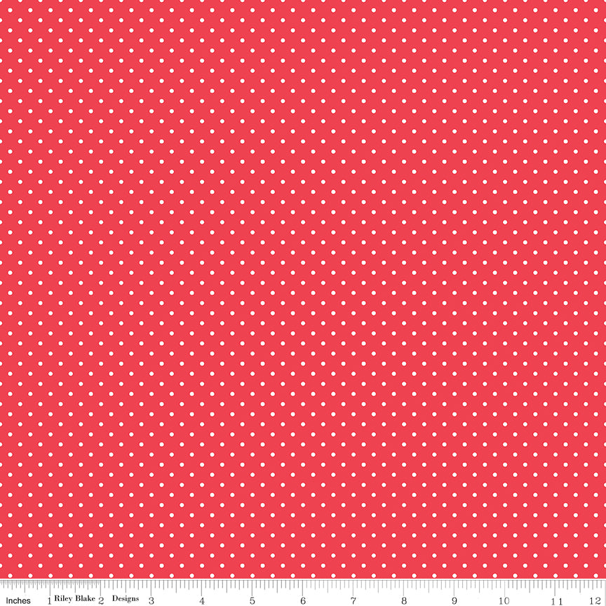 Swiss Dot White On Cayenne Fabric by Riley Blake Designs, C670-CAYENNE, 1/2 yard increments