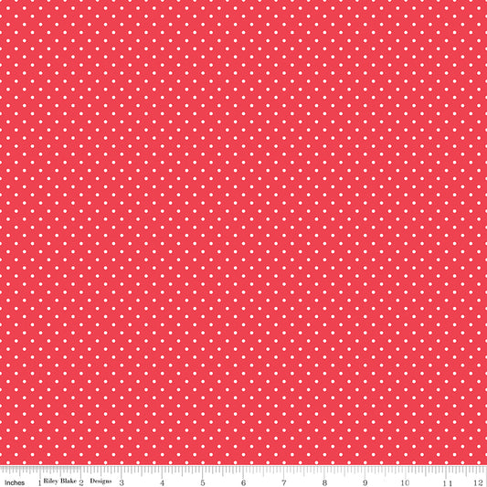 Swiss Dot White On Cayenne Fabric by Riley Blake Designs, C670-CAYENNE, 1/2 yard increments