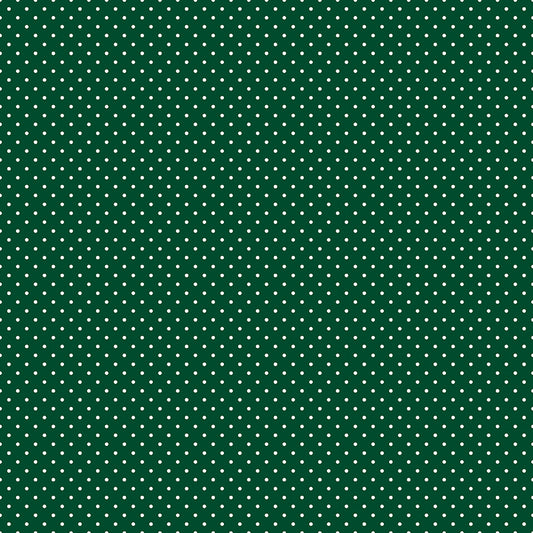 Swiss Dot White on Christmas Green Fabric by Riley Blake Designs, C670-CHRISTMAS, 1/2 yard increments