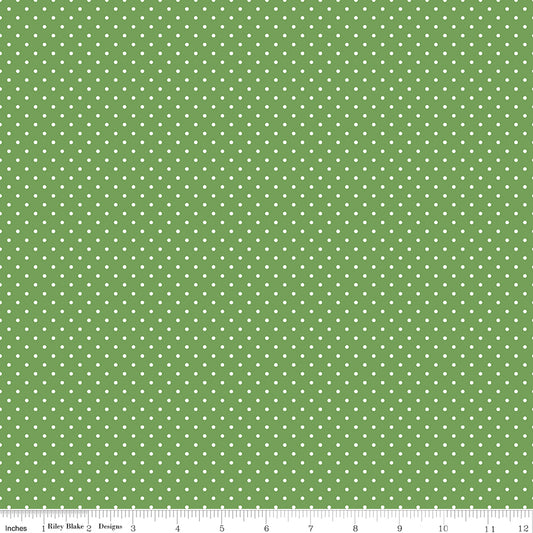 Swiss Dot White on Clover Fabric by Riley Blake Designs, C670-CLOVER, 1/2 yard increments
