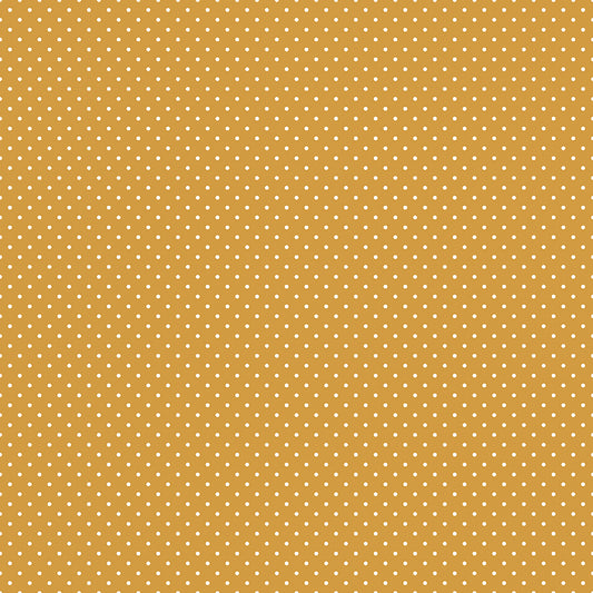 Swiss Dot White On Golden Fabric by Riley Blake Designs, C670-GOLDEN, 1/2 yard increments