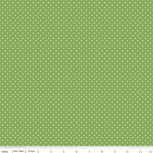 Swiss Dot White on Green Fabric by Riley Blake Designs, C670-GREEN, 1/2 yard increments