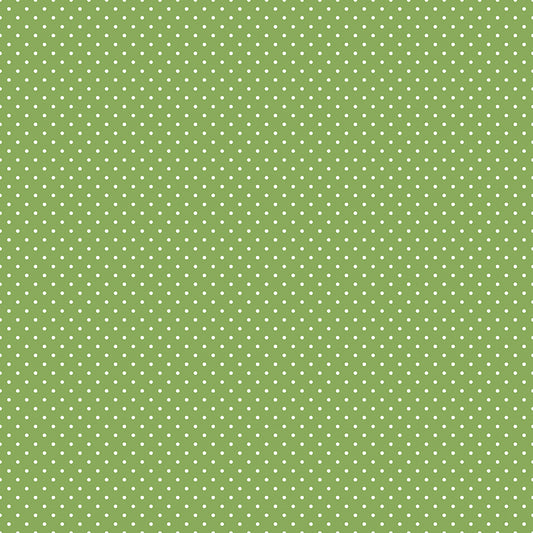 Swiss Dot White on Green Fabric by Riley Blake Designs, C670-GREEN, 1/2 yard increments