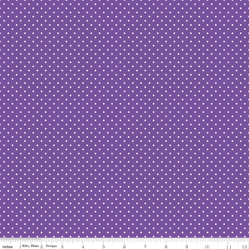Swiss Dot White on Iris Fabric by Riley Blake Designs, C670-IRIS, 1/2 yard increments