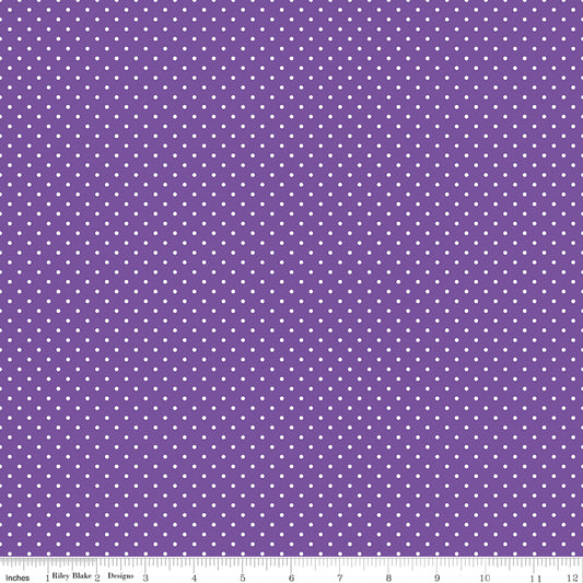Swiss Dot White on Iris Fabric by Riley Blake Designs, C670-IRIS, 1/2 yard increments