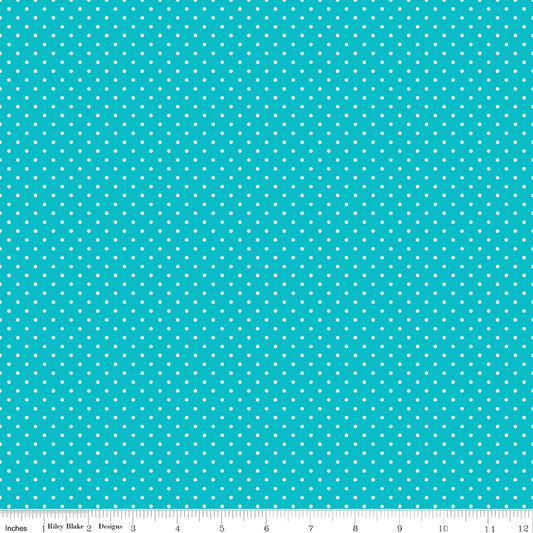 Swiss Dot White On Mermaid's Tail Fabric by Riley Blake Designs, C670-MERMAIDSTAIL, 1/2 yard increments