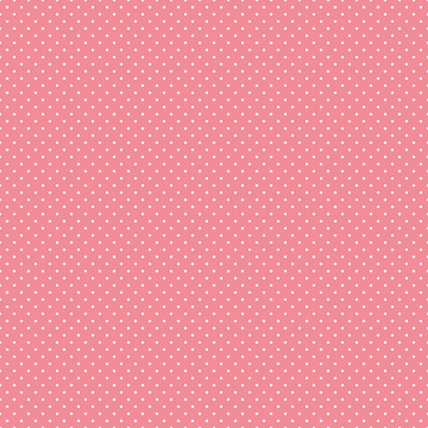 Swiss Dot White On Sugar Pink Fabric by Riley Blake Designs, C670-SUGARPINK, 1/2 yard increments