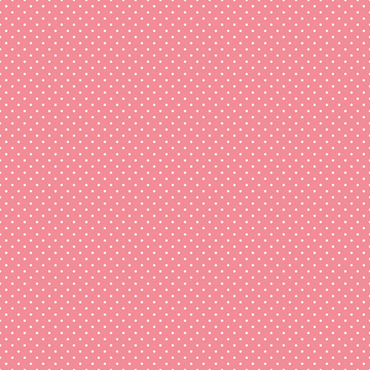 Swiss Dot White On Sugar Pink Fabric by Riley Blake Designs, C670-SUGARPINK, 1/2 yard increments