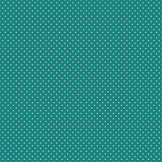 Riley Blake Fabric -White Swiss Dot On Teal C670-Teal