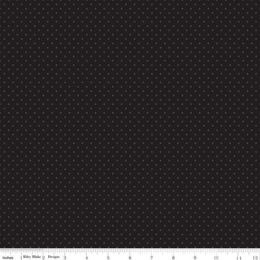 Swiss Dot Black On Black Fabric by Riley Blake Designs, C790-110 BLACK, 1/2 yard increments