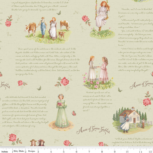 Anne of Green Gables Main Sage for Riley Blake Fabrics, CD16120-SAGE, 1/2 yard increments
