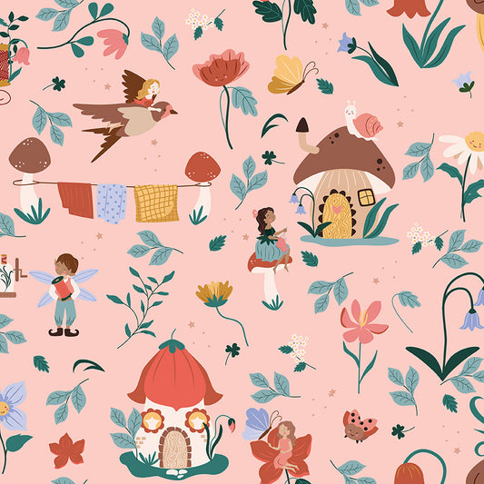 Thimbelina & the Sewing Fairies Main Apricot Mist by Jennifer Long for Riley Blake Fabrics CD16860-APRICOTMIST, 1/2 yard increments