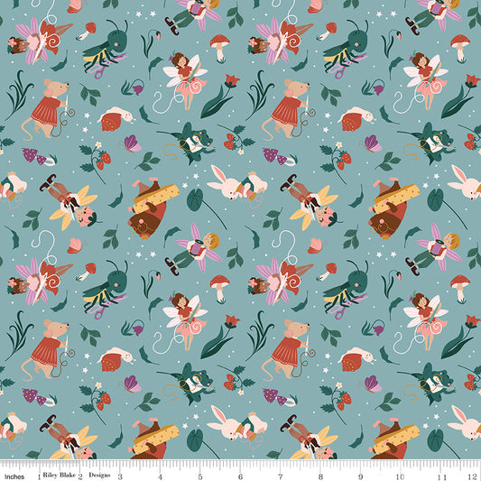 Thimbelina & the Sewing Fairies Sewing Fairies Mist by Jennifer Long for Riley Blake Fabrics CD16861-MIST, 1/2 yard increments