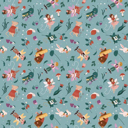 Thimbelina & the Sewing Fairies Sewing Fairies Mist by Jennifer Long for Riley Blake Fabrics CD16861-MIST, 1/2 yard increments
