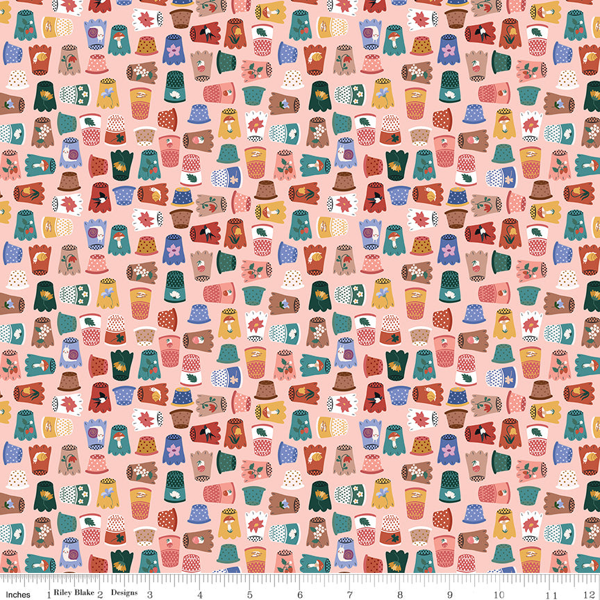 Thimbelina & the Sewing Fairies Thimble Collection Apricot Mist by Jennifer Long for Riley Blake Fabrics CD16863-APRICOTMIST, 1/2 yard increments
