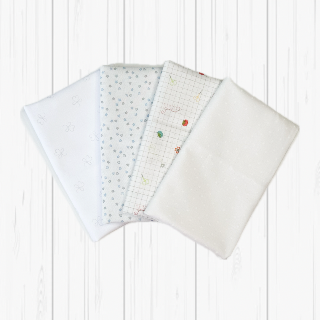 White Fat Quarter Bundle (4 fabrics)