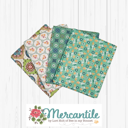 Custom Light Green Fat Quarter Bundle (4 fabrics) from Mercantile by Lori Holt for Riley Blake Designs