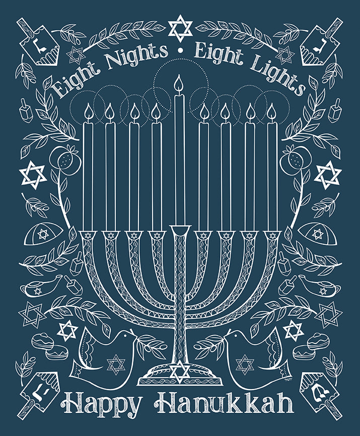 8 Nights, 8 Lights Happy Hanukkah Panel P16424-PANEL