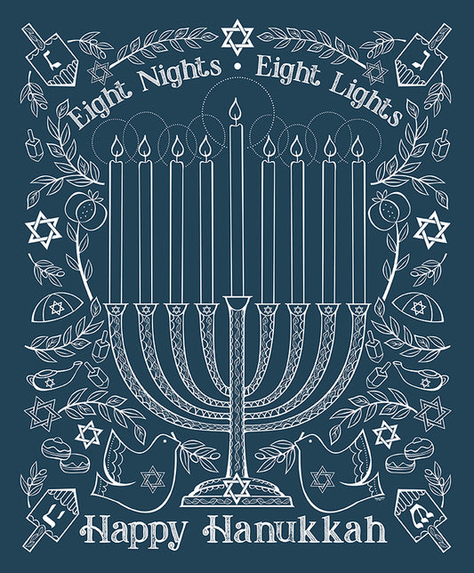 8 Nights, 8 Lights Happy Hanukkah Panel P16424-PANEL