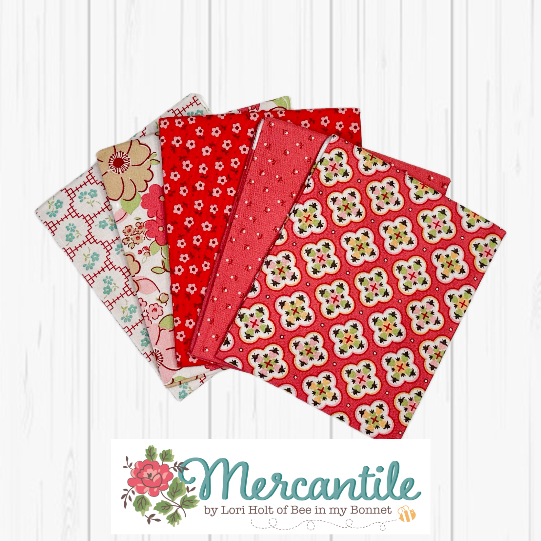 Custom Red Fat Quarter Bundle (5 fabrics) from Mercantile by Lori Holt for Riley Blake Designs