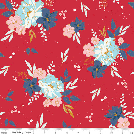 Sweet Freedom Main Red Sparkle for Riley Blake Fabrics SC14410-RED