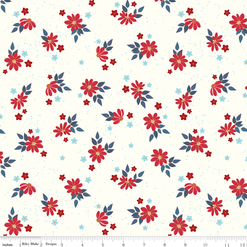 Sweet Freedom Summer Flowers Cloud Sparkle for Riley Blake Fabrics SC14413-CLOUD