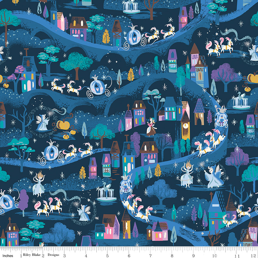 Wishes by Jill Howarth for Riley Blake Fabrics SC18072-BLUEBERRY, 1/2 yard increments