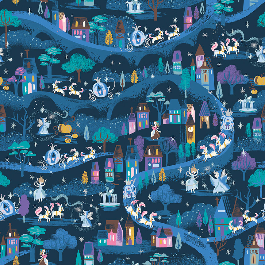 Wishes by Jill Howarth for Riley Blake Fabrics SC18072-BLUEBERRY, 1/2 yard increments