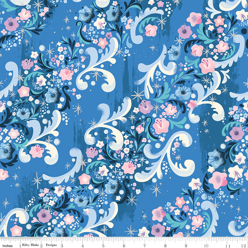 Wishes by Jill Howarth for Riley Blake Fabrics SC18074-BLUEBERRY, 1/2 yard increments