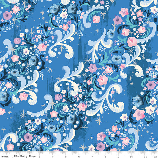 Wishes by Jill Howarth for Riley Blake Fabrics SC18074-BLUEBERRY, 1/2 yard increments