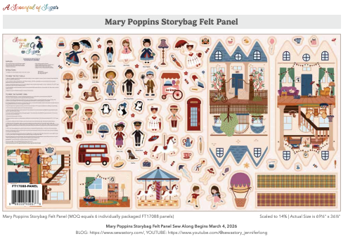 A Spoonful of Sugar Mary Poppins Storybag Felt Panel by Jennifer Long for Riley Blake Designs