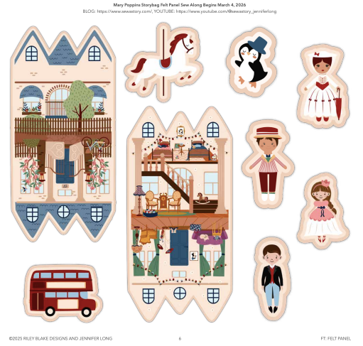 A Spoonful of Sugar Mary Poppins Storybag Felt Panel by Jennifer Long for Riley Blake Designs