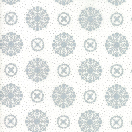 Moda Fabric Vintage Holiday Snowflakes Metallic Silver Fabric by Bonnie & Camille 55166 18M, 1/2 yard increments