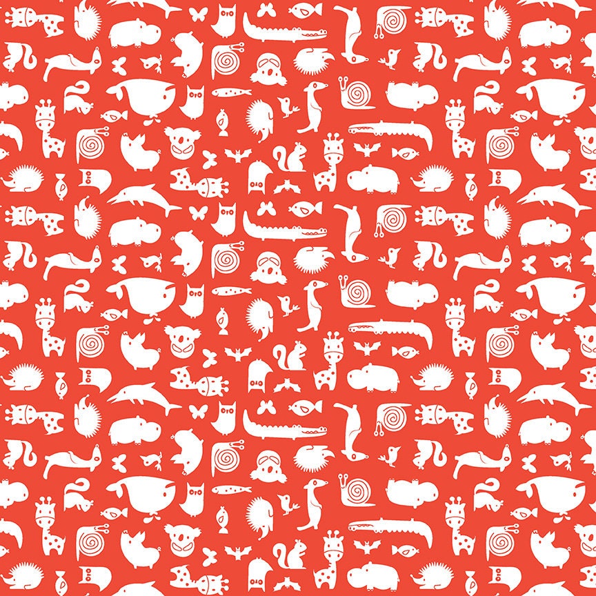 Noah's Ark by Shawn Wallace Animal Toss Red C9384-RED Riley Blake Fabric